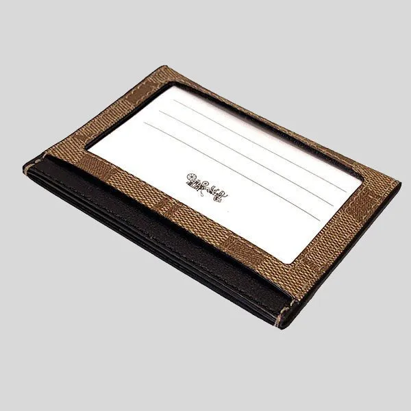 Porte-cartes mince COACH en toile Signature couleur tan F58110