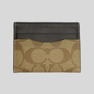 Porte-cartes mince COACH en toile Signature couleur tan F58110