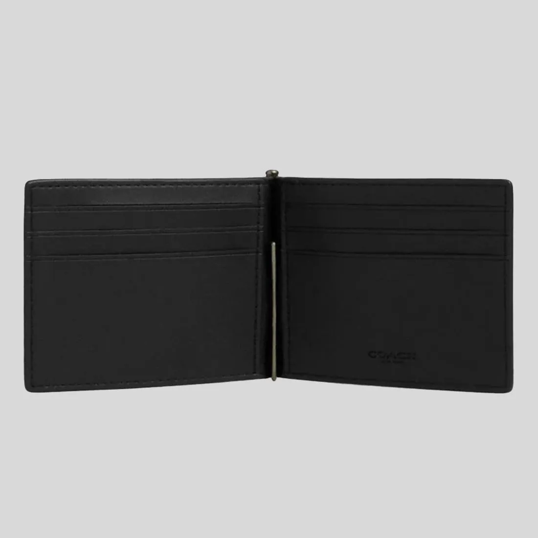 Portefeuille COACH Slim Money Clip Billfold en toile Signature Charbon/Noir CY059