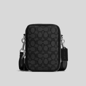 Sacs Coach COACH Stanton Bandoulière En Jacquard Signature Noir CH097