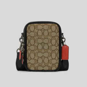Sac Coach COACH Stanton Bandoulière En Jacquard Signature Khaki/Noir Multi CH097