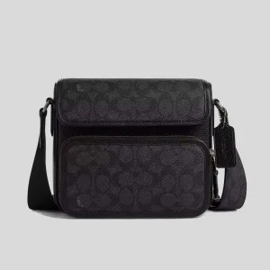 Sac Bandoulière COACH Sullivan à Rabat en Toile Signature Charbon/Noir CZ396