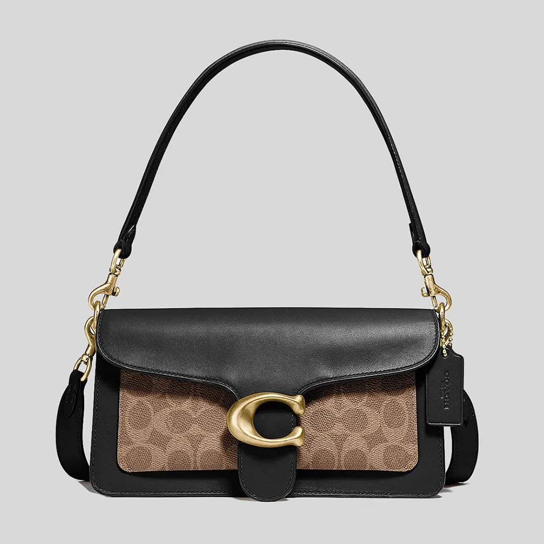 Sac à bandoulière COACH Tabby 26 en toile signature beige et noir 91215