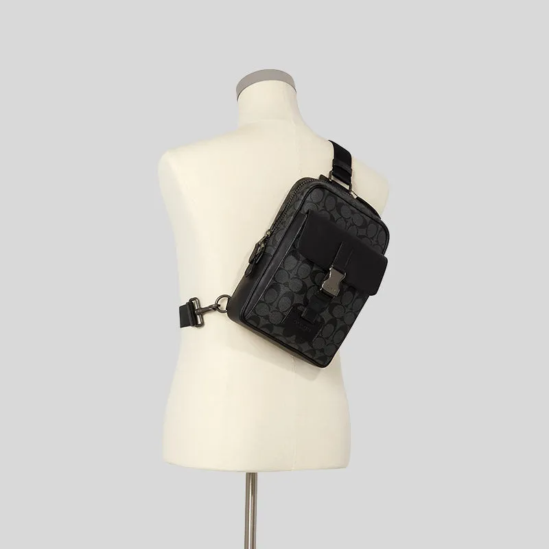 Sacs Coach Coach Track Pack en toile Signature noir C2711