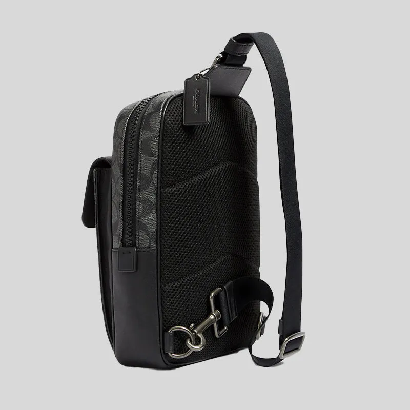 Sacs Coach Coach Track Pack en toile Signature noir C2711