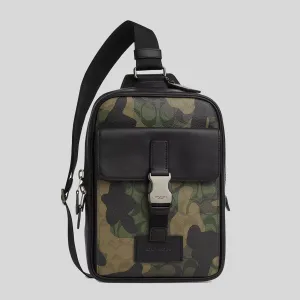 Sac Coach COACH Track Pack en toile Signature avec impression camouflage vert multicolore CL944