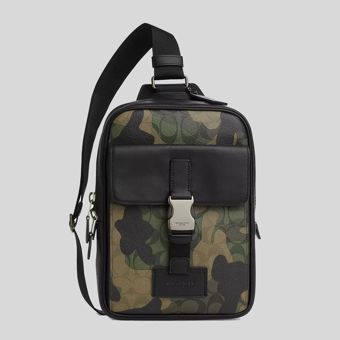 Sac Coach COACH Track Pack en toile Signature avec impression camouflage vert multicolore CL944