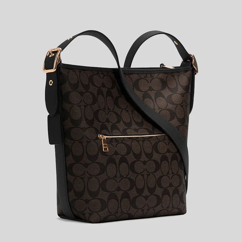 Sacs Coach Val Duffle en toile signature C2819 marron noir