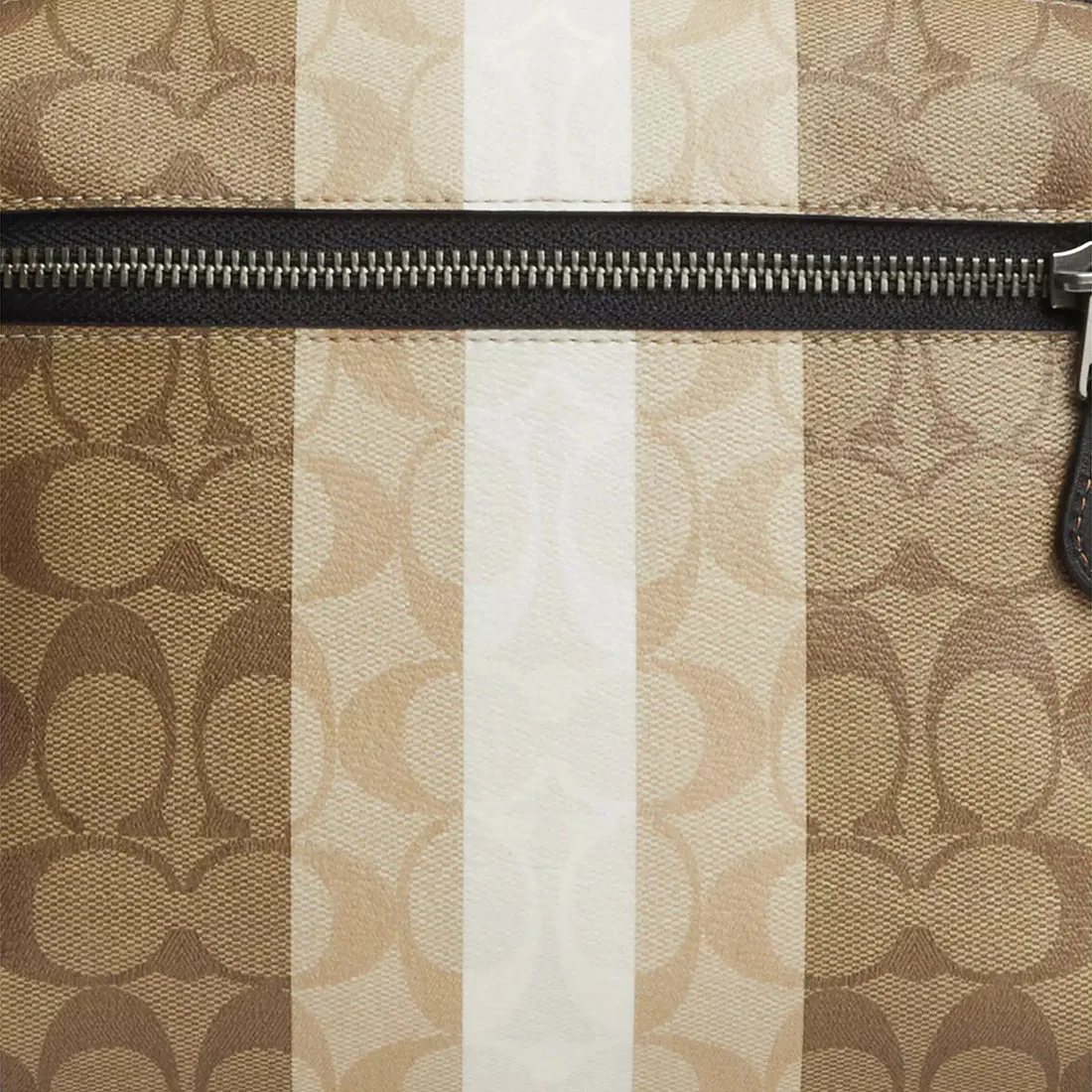 Sac à dos COACH West en toile à signature bloquée avec rayures universitaires, couleur khaki multi, modèle CQ629