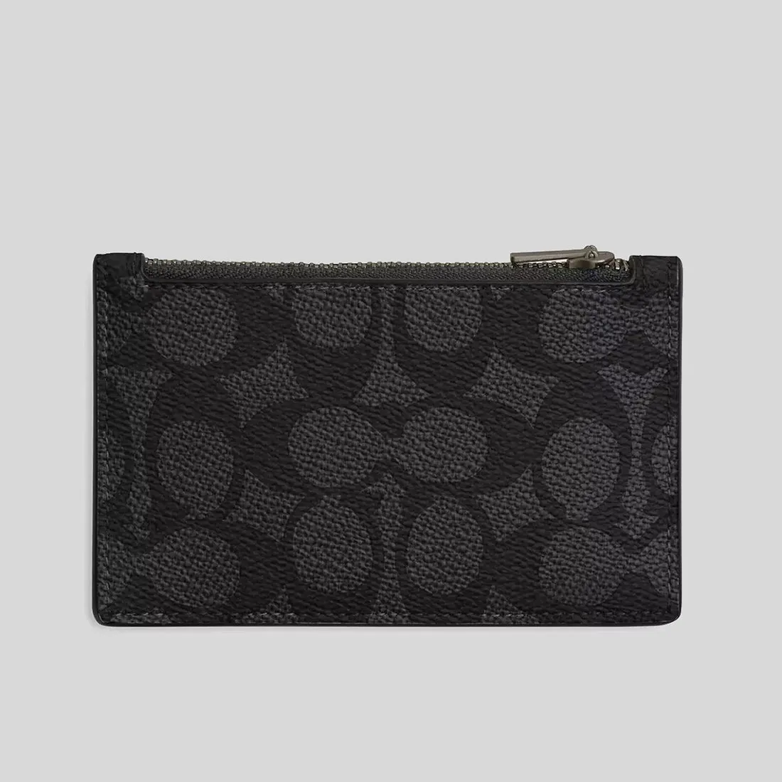 Porte-cartes à fermeture éclair COACH en toile Signature anthracite/noir CV764