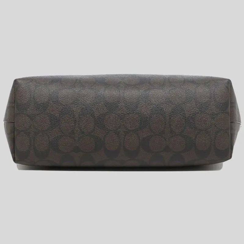 Sac Coach COACH Tote Zip Top en toile Signature marron noir 4455