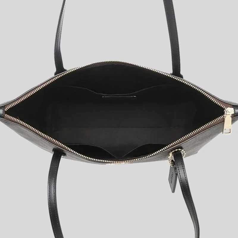 Sac Coach COACH Tote Zip Top en toile Signature marron noir 4455