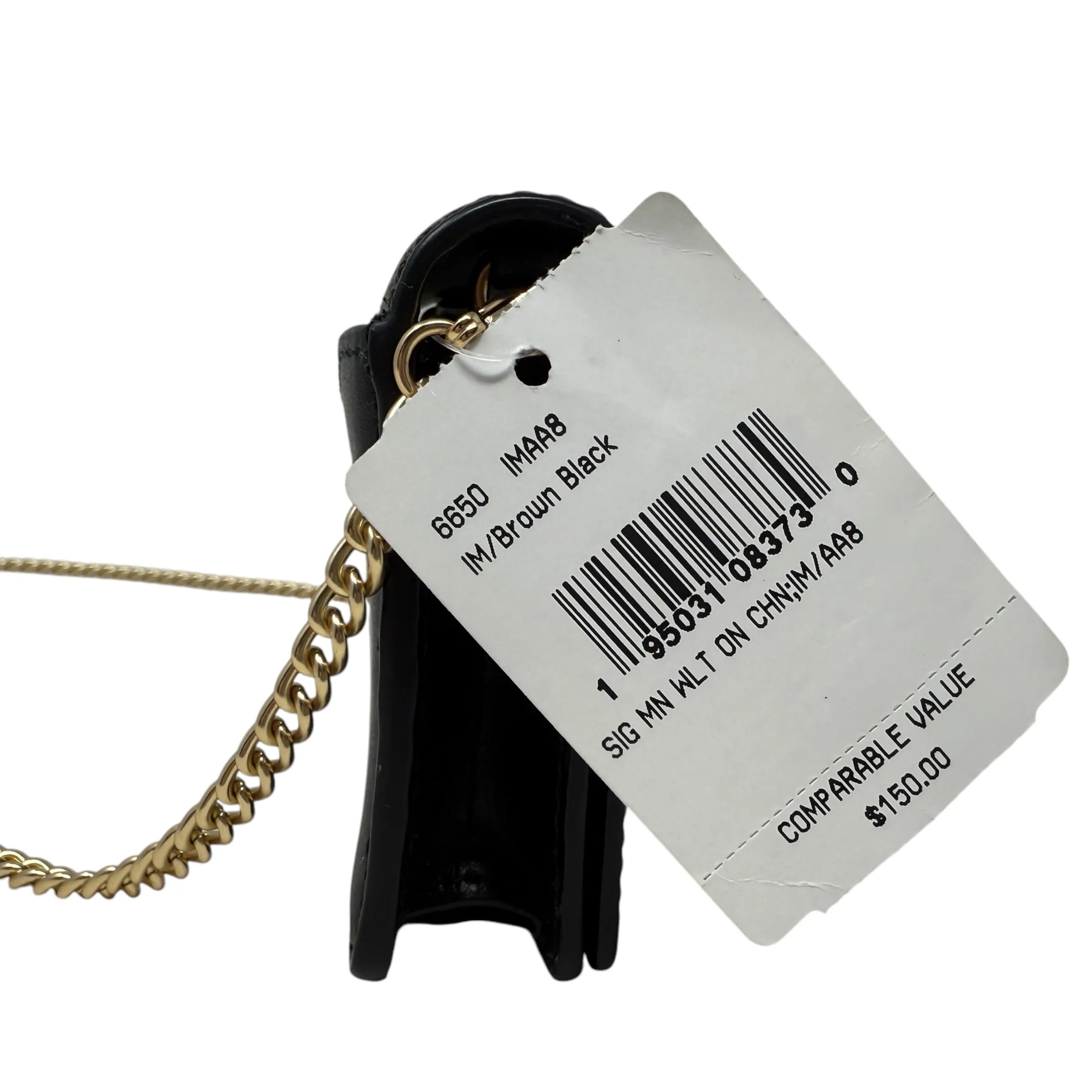 Portefeuille Mini Chaînette Coach en Toile Signature, Taille: Petit