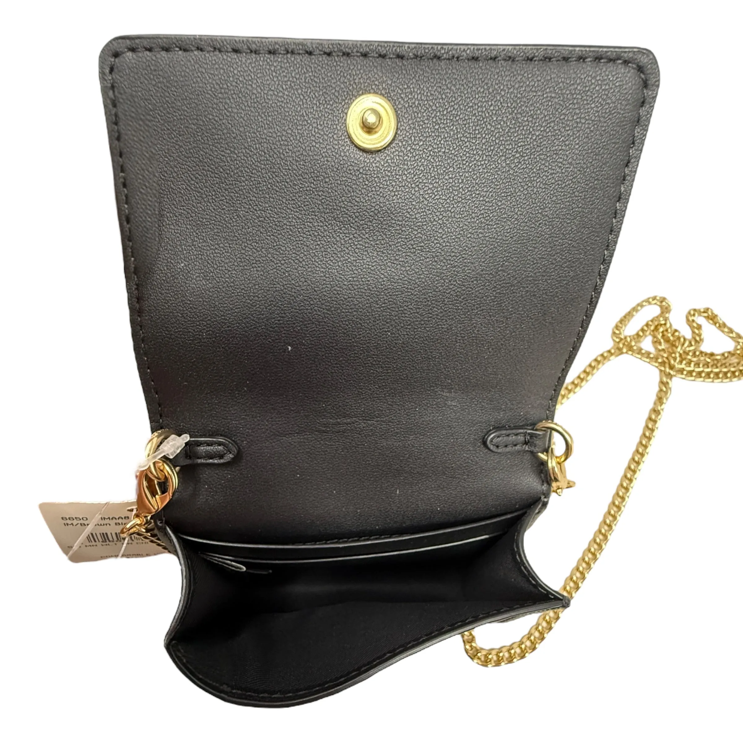 Portefeuille Mini Chaînette Coach en Toile Signature, Taille: Petit