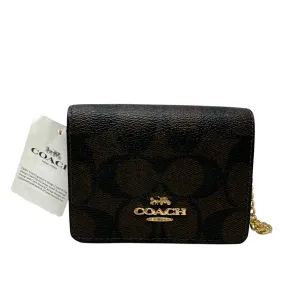 Portefeuille Mini Chaînette Coach en Toile Signature, Taille: Petit