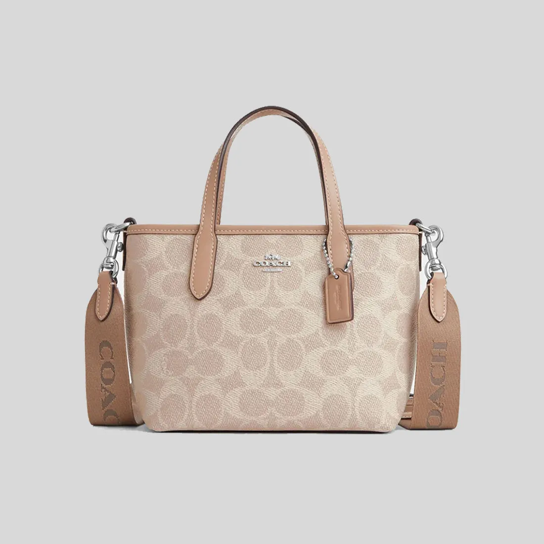 Sac Bandoulière Coach Mini Tote City en Toile Signature Sable/Taupe CW032