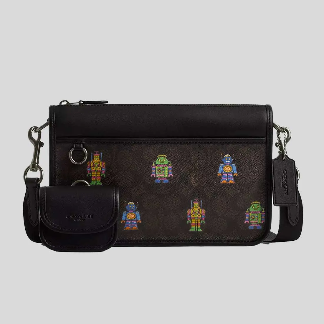 Sac Bandoulière Convertible COACH Cosmic Coach Heritage en Toile Signature avec Impression Robot Noyer Multi CW341