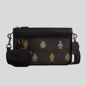 Sac Bandoulière Convertible COACH Cosmic Coach Heritage en Toile Signature avec Impression Robot Noyer Multi CW341