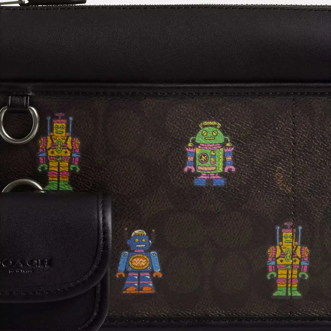 Sac Bandoulière Convertible COACH Cosmic Coach Heritage en Toile Signature avec Impression Robot Noyer Multi CW341