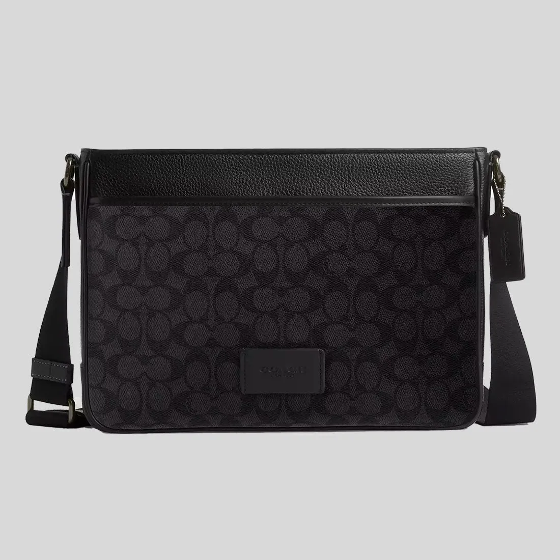 Sac Bandoulière COACH District en Toile Signature Charbon/Noir CV761