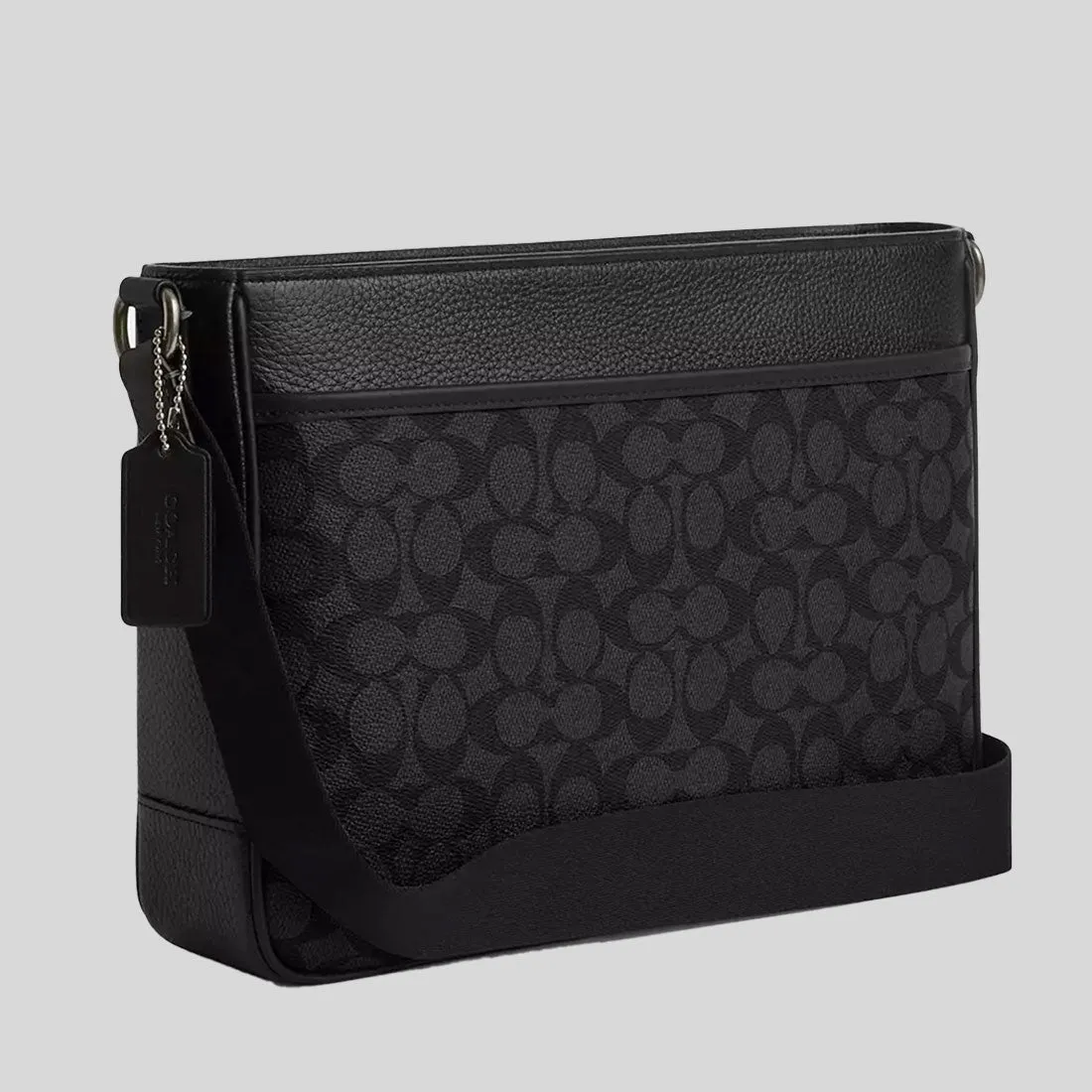 Sac Bandoulière COACH District en Toile Signature Charbon/Noir CV761