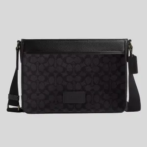 Sac Bandoulière COACH District en Toile Signature Charbon/Noir CV761