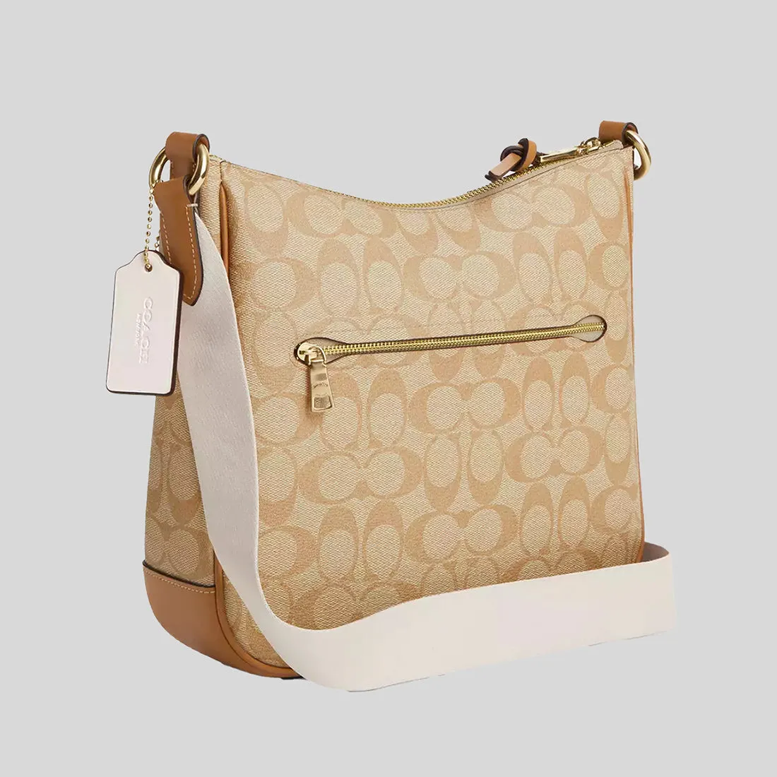 Sac bandoulière Coach COACH Ellie File Bag en toile signature avec rayure kaki clair/craie CR124