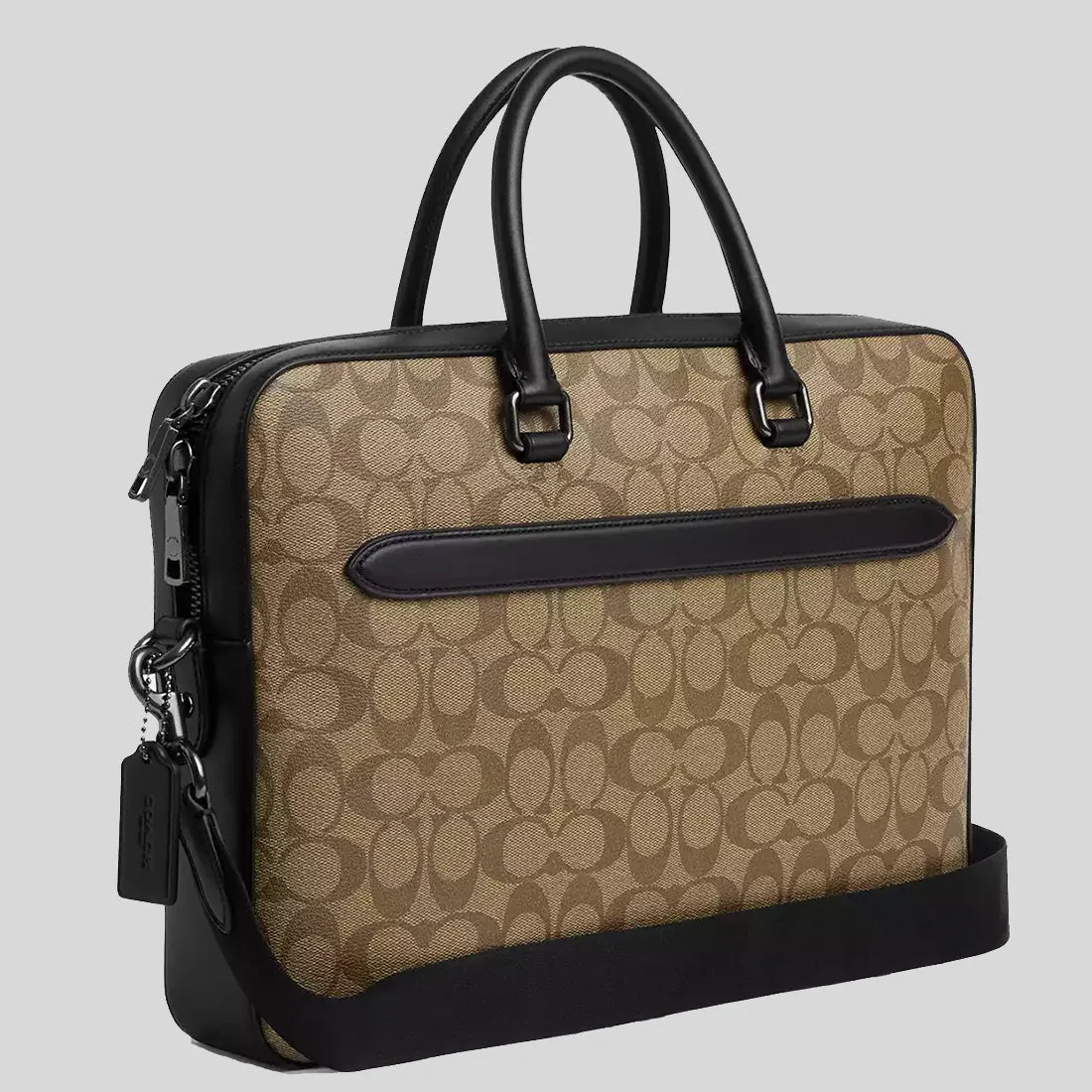Sac bandoulière Coach COACH Ethan Slim Brief en toile signature Khaki/Noir CR270