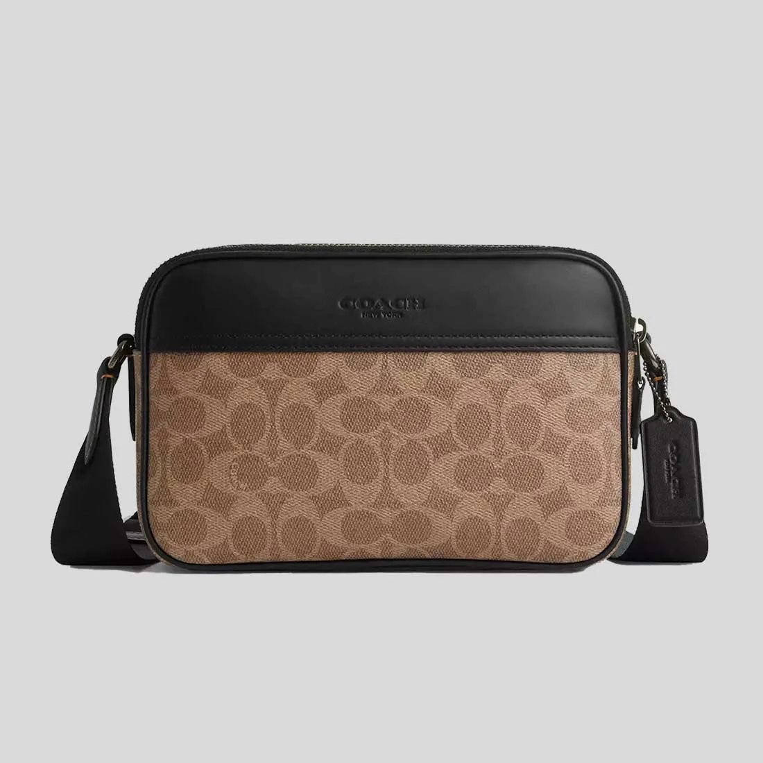Sac Bandoulière Coach COACH Graham en Toile Signature Beige/Noir CV921
