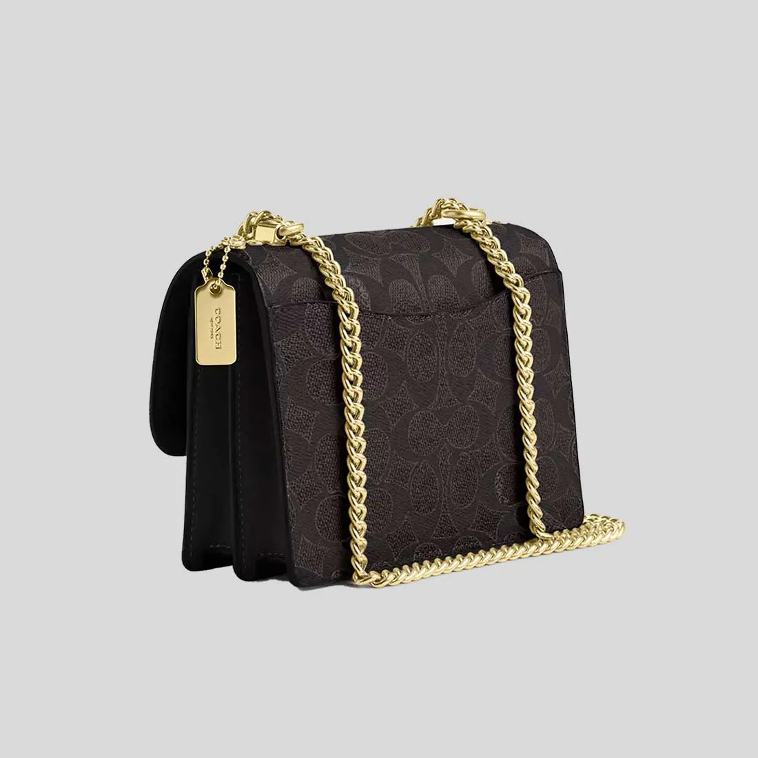 Sac Bandoulière Mini Klare COACH en Toile Signature Noix/Noir CW206