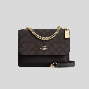 Sac Bandoulière Mini Klare COACH en Toile Signature Noix/Noir CW206
