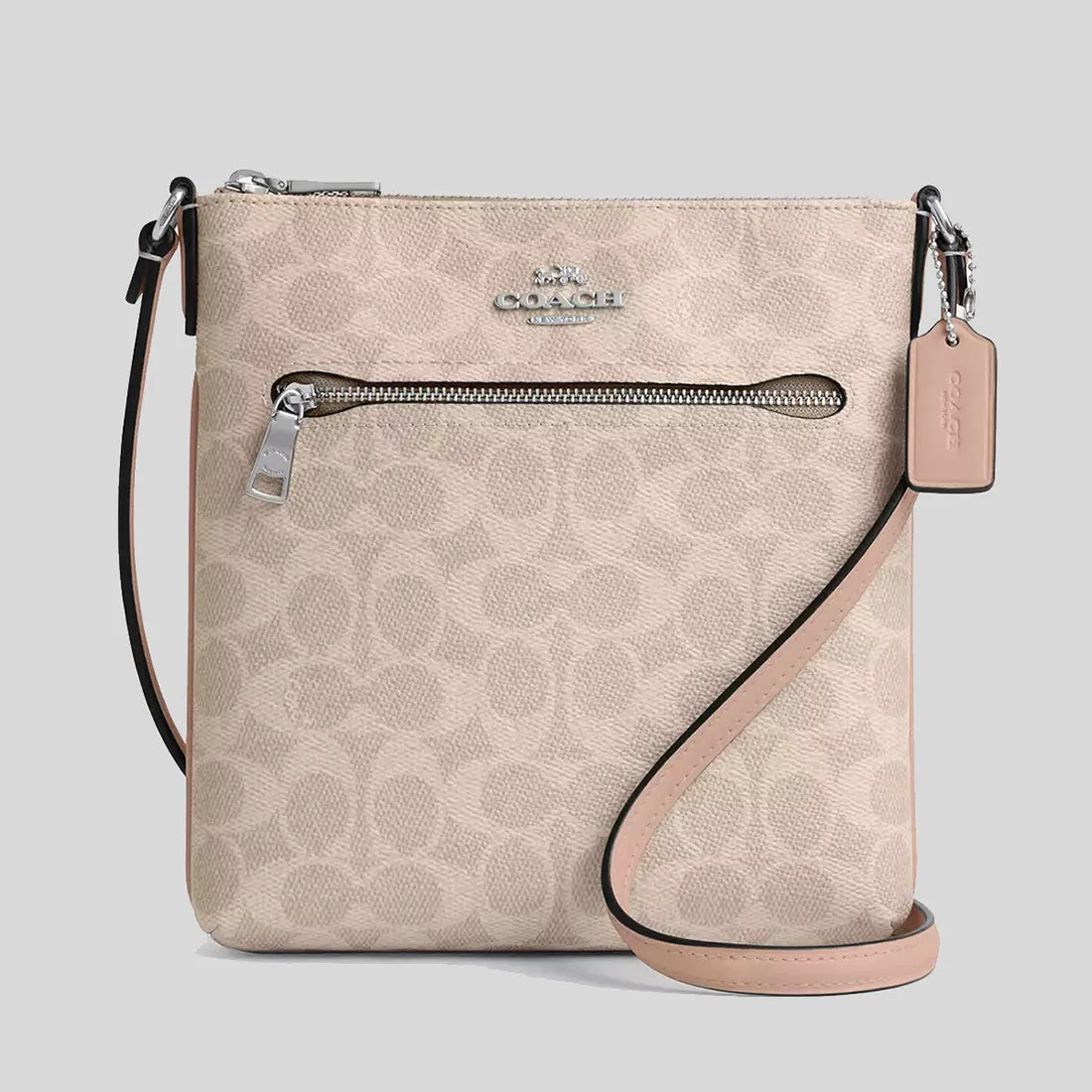Sac bandoulière COACH Mini Rowan en toile Signature couleur sable/taupe CW325