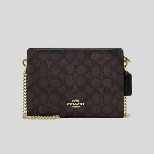 Sac Bandoulière COACH COACH Slim Bandoulière en Toile Signature Noix/Noir CW204