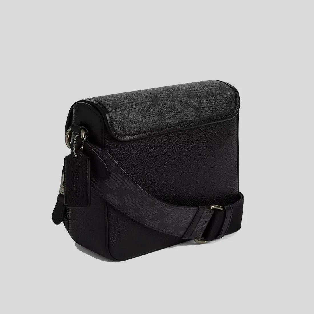 Sac bandoulière Coach COACH Sullivan à rabat en toile Signature charbon/noir CZ396