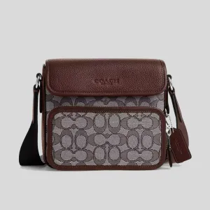 Sac bandoulière Coach COACH Sullivan à rabat en jacquard signature chêne/érable CT834
