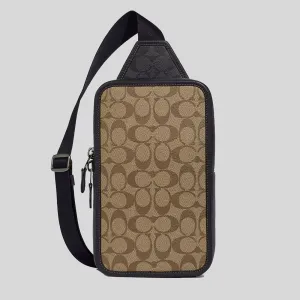 Sac bandoulière Coach COACH Sullivan en toile à motifs signature couleur kaki/charbon C9865