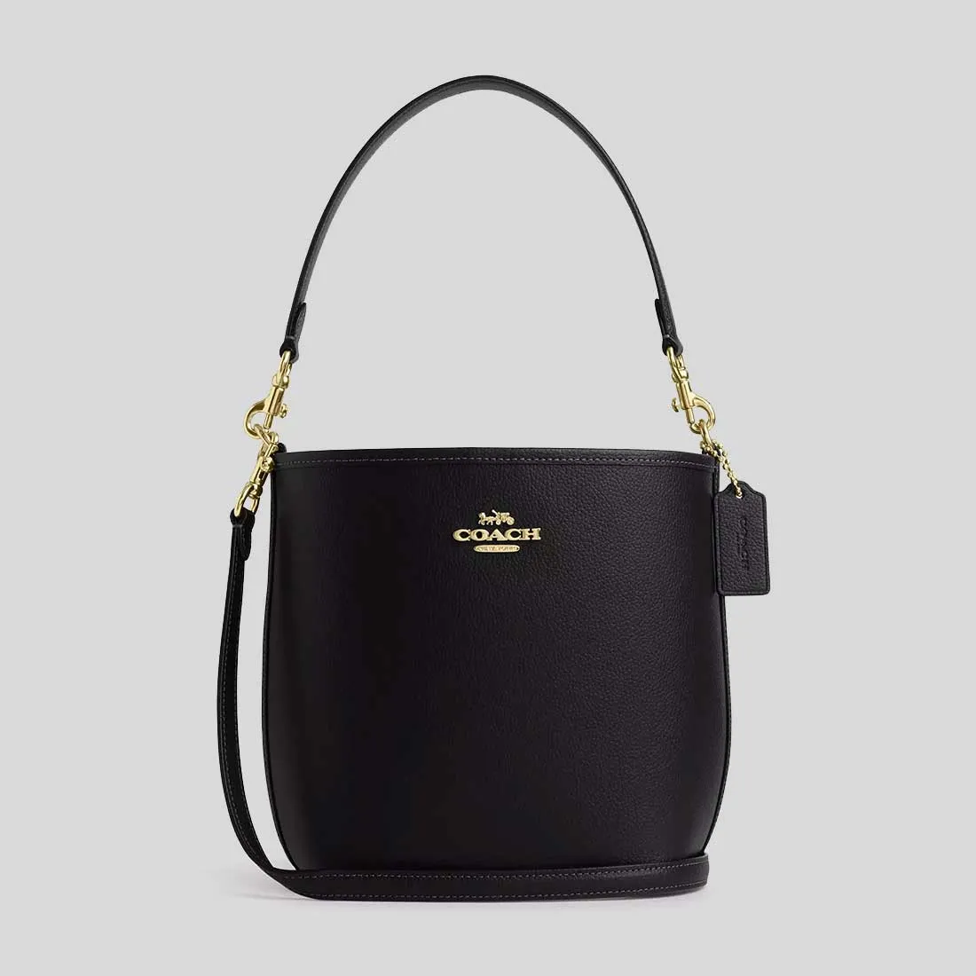Sac à bandoulière COACH City Bucket en cuir galet noir CT801