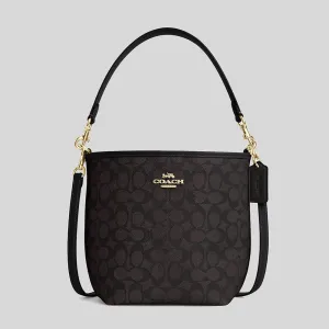Sac à bandoulière COACH City Bucket en toile signature noyer/noir CT800