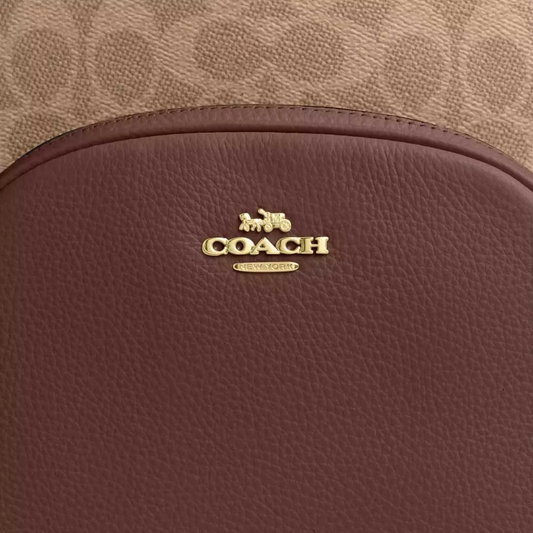 Sac à main COACH Sac à dos Court en toile Signature Beige/Marron CZ176