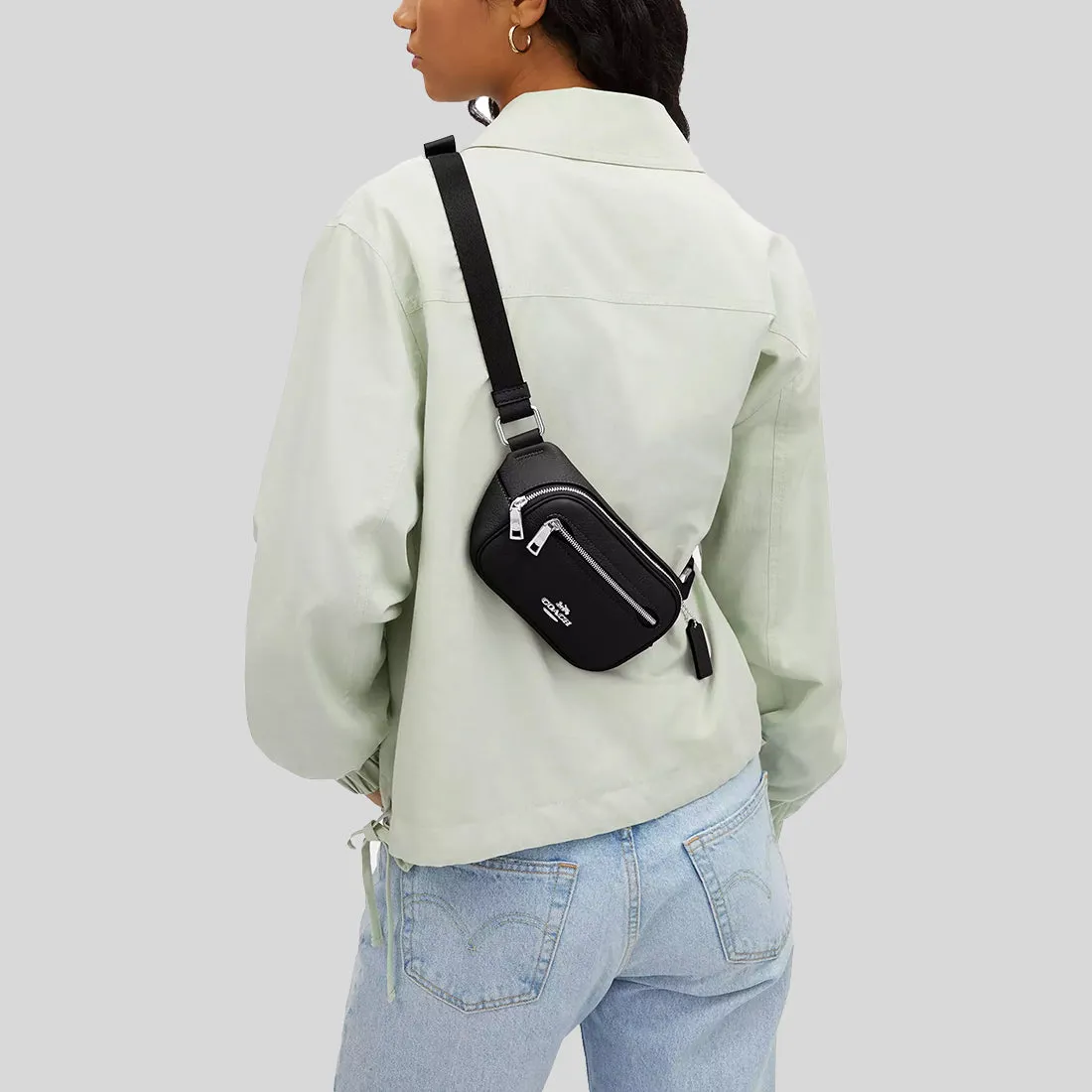 Sac banane mini COACH Elias en cuir noir CR190