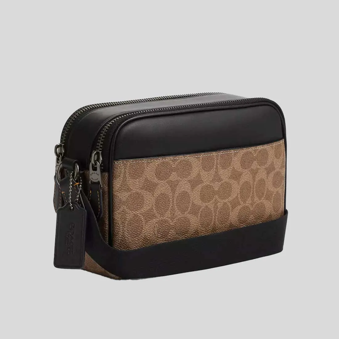 Sac bandoulière COACH Graham en toile signature beige/noir CV921
