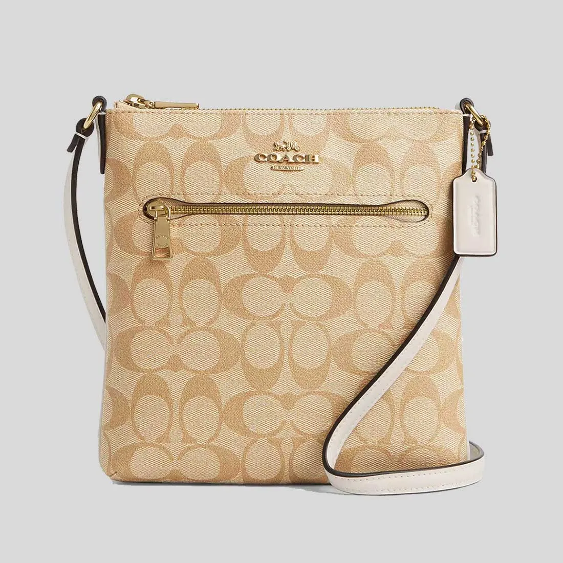 Sac à main COACH Mini Rowan en toile Signature couleur kaki clair/craie CS182