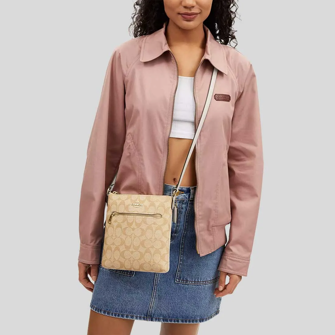 Sac à main COACH Mini Rowan en toile Signature couleur kaki clair/craie CS182