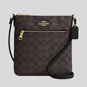 Sac à main COACH Mini Rowan en toile Signature couleur noyer/noir CW325