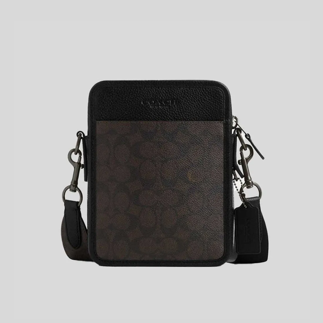 Sac bandoulière COACH Sullivan en toile signature noyer/noir CW388