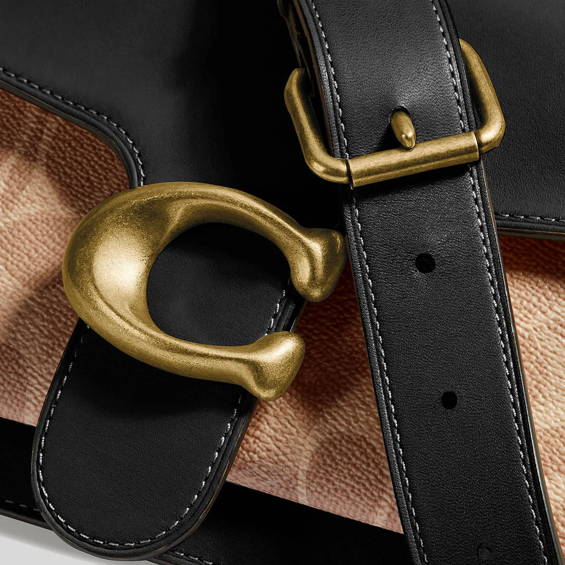Sac à main COACH Sac bandoulière COACH Tabby 26 en toile signature beige noir 91215