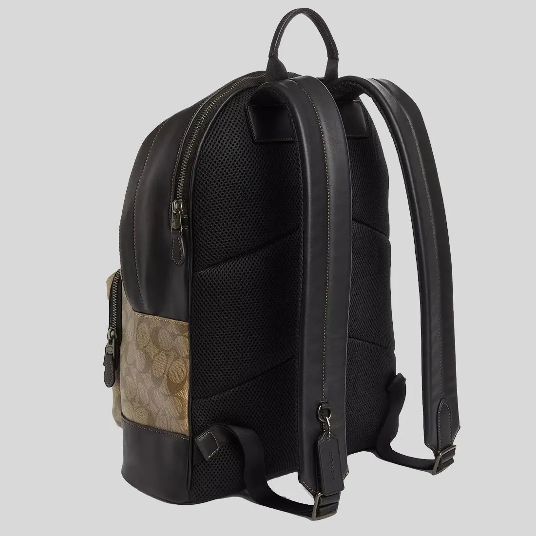 Sac à main COACH Sac à dos West en toile à signature bloquée avec rayure universitaire Khaki Multi CQ629