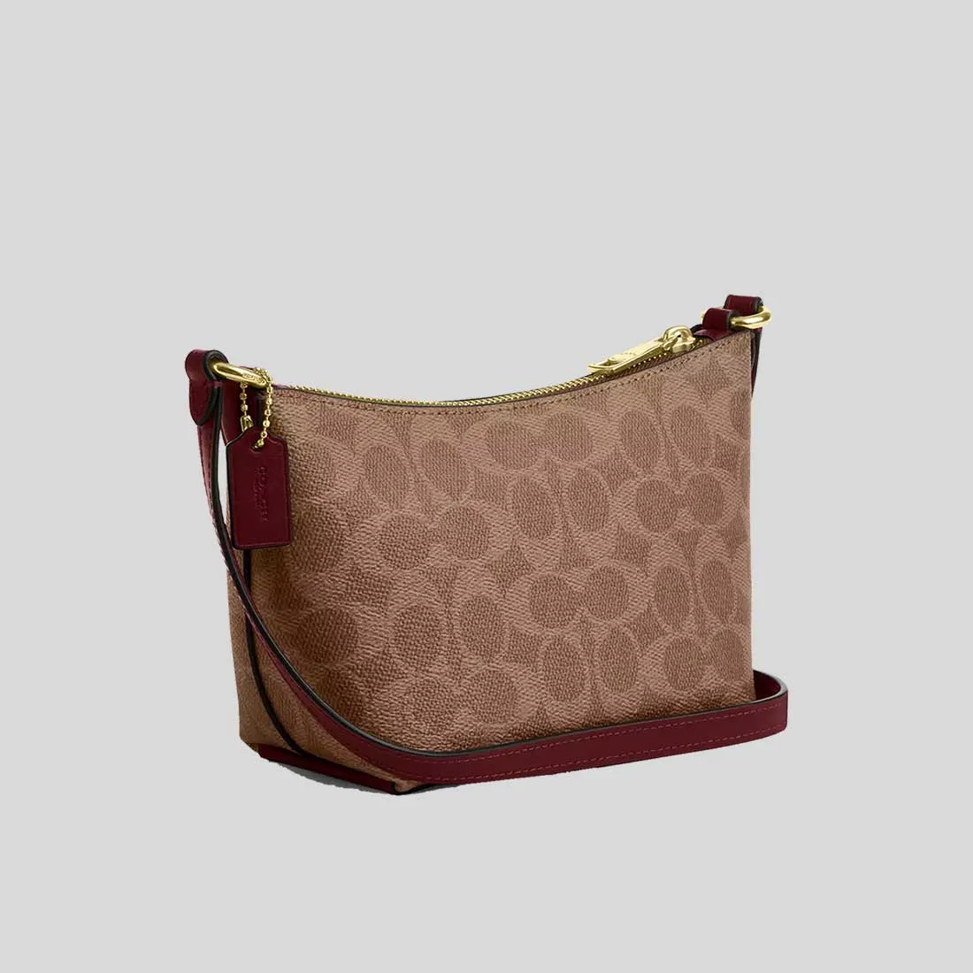 Sac bandoulière COACH à fermeture éclair en toile Signature avec motif cheval et carrosse CX606