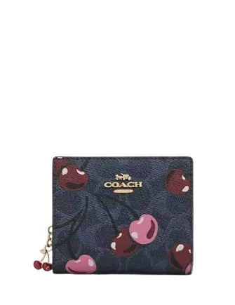 Portefeuille Coach Snap en toile signature avec imprimé cerise - Sacs Coach