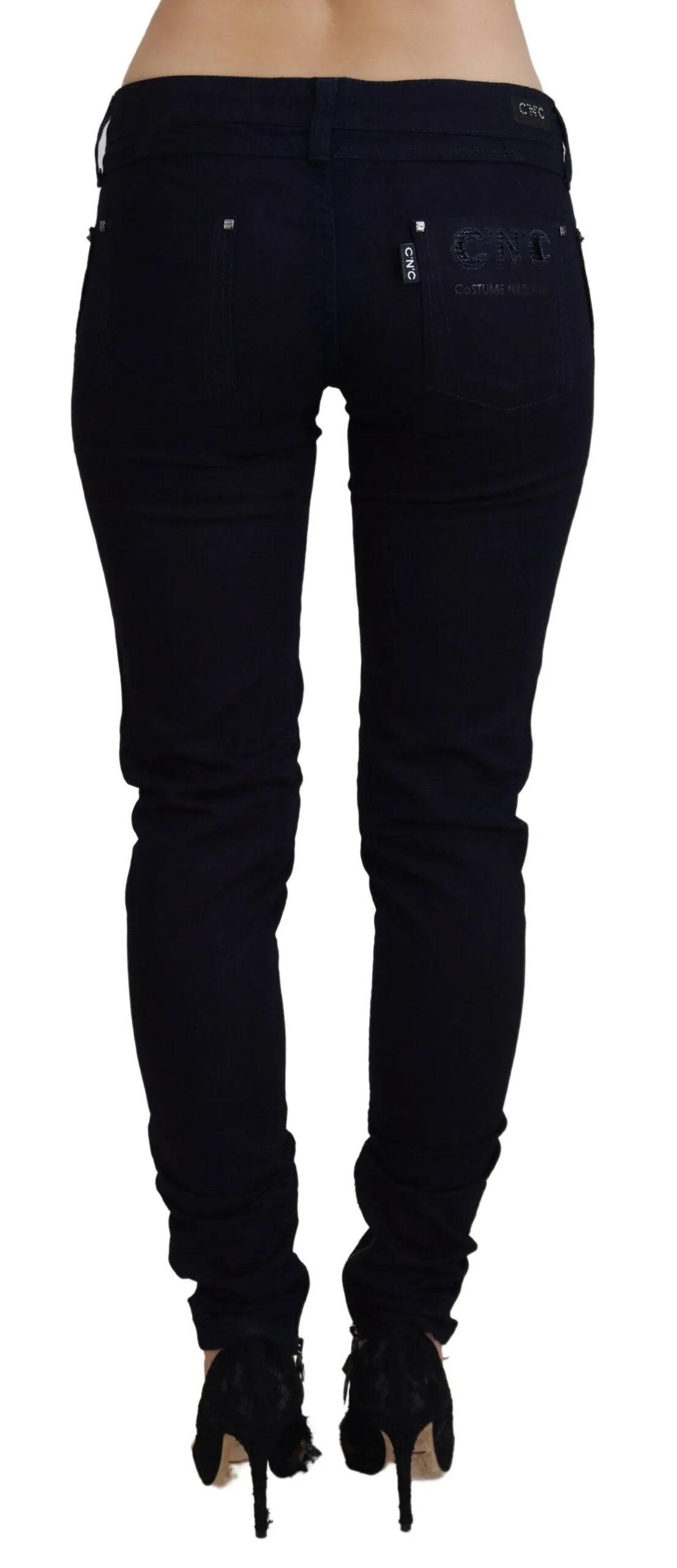 Costume National Jean Skinny Femme à Taille Basse Bleu